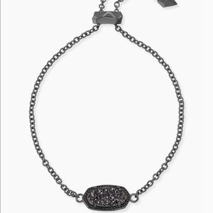 Elaina Gunmetal adjustable chain bracelet in black Drusy